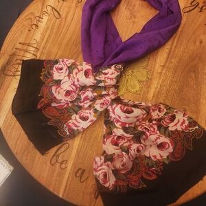 Echo Purple and Black Floral Scarf